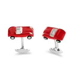Sterling Silver Red Enamel Toy Sports Car Cufflinks
