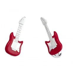 Sterling Silver Red Guitar Cufflinks