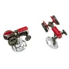 Sterling Silver Red Tractor Cufflinks