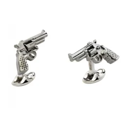 Sterling Silver Revolver Gun Cufflinks