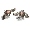 Sterling Silver Revolver Gun Cufflinks In Black With Rose Gold Cylinde