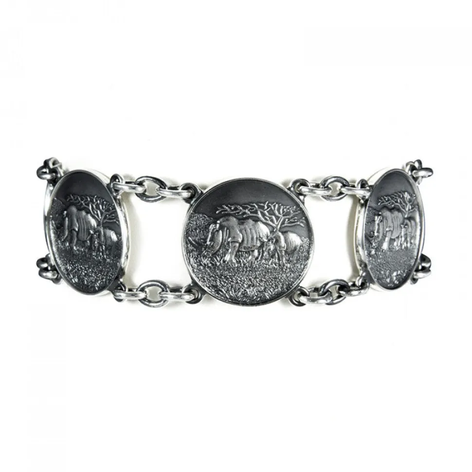 Sterling Silver Rhino 6 Disc Bracelet