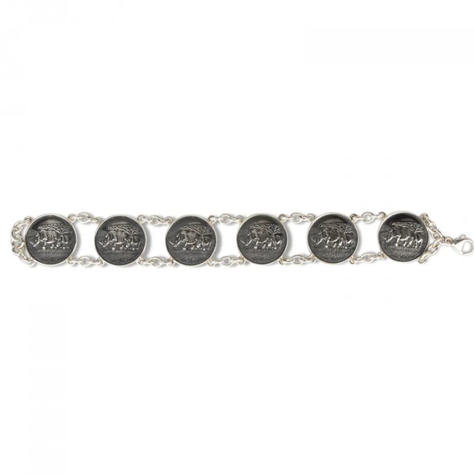 Sterling Silver Rhino 6 Disc Bracelet