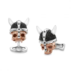 Sterling Silver Rose Gold Viking Skull Cufflinks