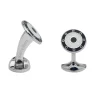 Sterling Silver Round Black & Clear Enamel Cufflinks