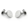 Sterling Silver Round Cufflinks with Engine-Turned Pattern