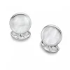 Sterling Silver Round Cufflinks with Mother-of-Pearl