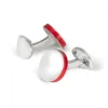 Sterling Silver Round Cufflinks with Red Edge