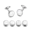 Sterling Silver Round Mother Of Pearl Dress Set