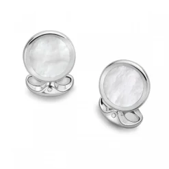 Sterling Silver Round Mother Of Pearl Dress Set