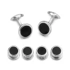 Sterling Silver Round Onyx Dress Set