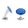 Sterling Silver Royal Blue and Sky Blue Enamel Cufflinks