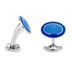 Sterling Silver Royal Blue and Sky Blue Enamel Cufflinks