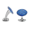 Sterling Silver Royal Blue with Maroon Red Spot Cufflinks
