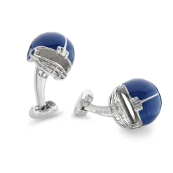 Sterling Silver Royal Blue American Football Helmet Cufflinks