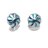 Sterling Silver Royal Blue & Sky Blue Enamel Pumpkin Knot Cufflinks