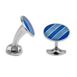 Sterling Silver Royal Blue & Denim Blue Enamel Cufflinks