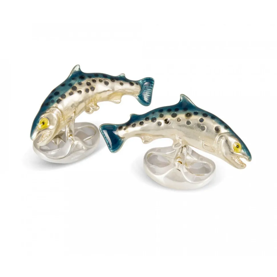 Sterling Silver Salmon Cufflinks