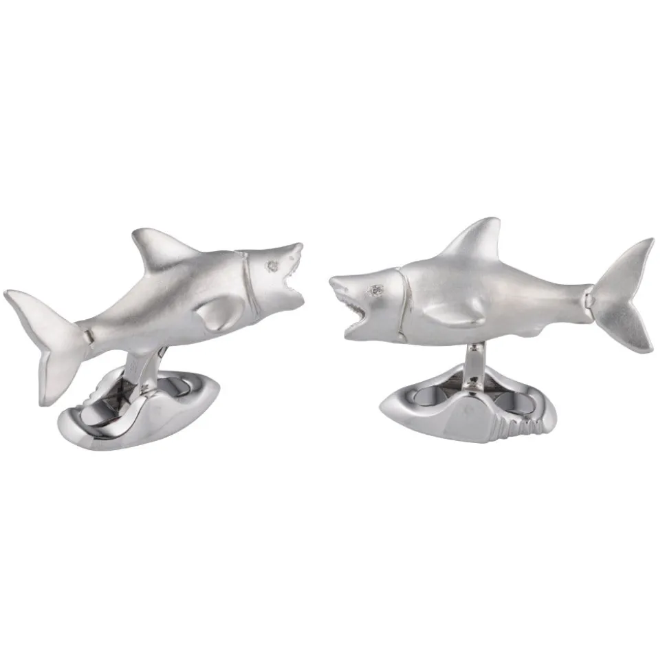 Sterling Silver Shark Cufflinks