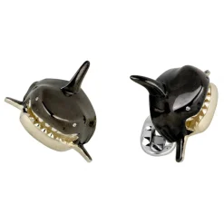 Sterling Silver Shark Head Cufflinks