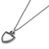 Sterling Silver Shield Pendant With Black Spinel Border