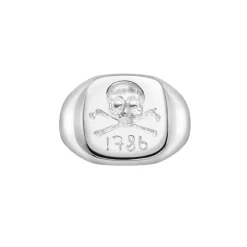 Sterling Silver Skull & Crossbones Signet Ring