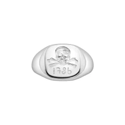 Sterling Silver Skull & Cross Bones Ladies Signet Ring