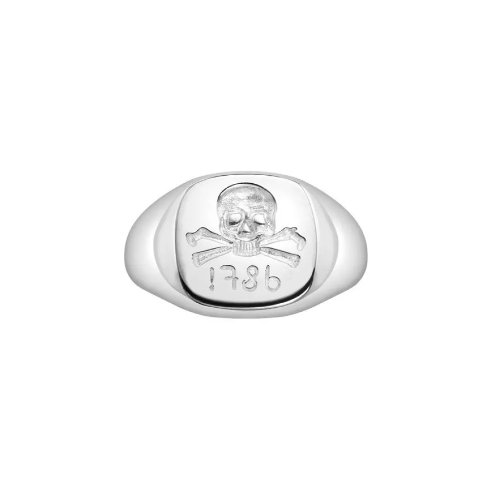 Sterling Silver Skull & Cross Bones Ladies Signet Ring