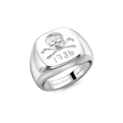 Sterling Silver Skull & Crossbones Signet Ring