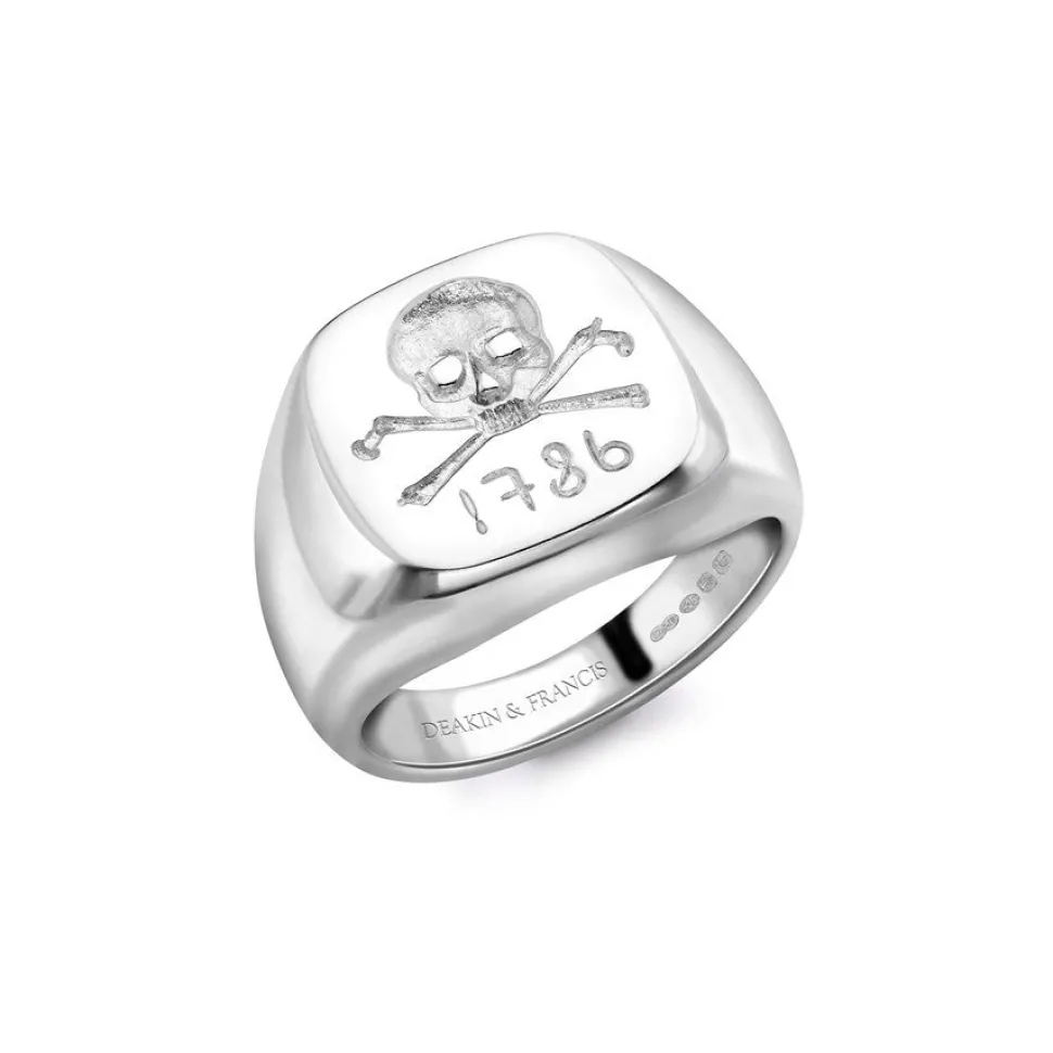 Sterling Silver Skull & Crossbones Signet Ring