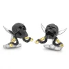 Sterling Silver Skull and Swords Cufflinks With Ruby Eyes