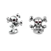 Sterling Silver Skull and Cross Bones with Ruby Eyes