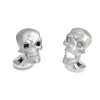 Sterling Silver Skull Cufflinks With Diamond Eyes