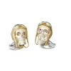 Sterling Silver Skull Cufflinks with Vintage Aviator Pilot Hat