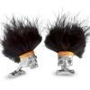 Sterling Silver Skull Cufflinks With Black Hair