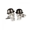 Sterling Silver Skull Cufflinks with Bowler Hat and Umbrella