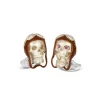 Sterling Silver Skull Cufflinks with Brown Vintage Aviator Pilot Hat