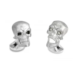 Sterling Silver Skull Dress Stud Set with Diamond Eyes