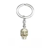 Sterling Silver Skull Keyring with Diamond Eyes