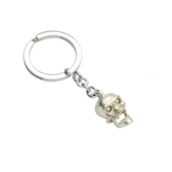Sterling Silver Skull Keyring with Diamond Eyes