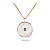Sterling Silver Small Pendant with White Mother of Pearl and a Blue Sa