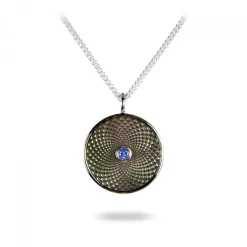 Sterling Silver Small Pendant with Grey Mother of Pearl and a Blue Sap