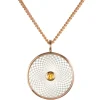 Sterling Silver Small Pendant with White Mother of Pearl and a Yellow