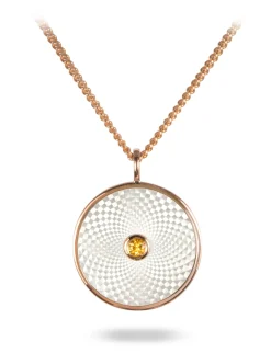 Sterling Silver Small Pendant with White Mother of Pearl and a Yellow