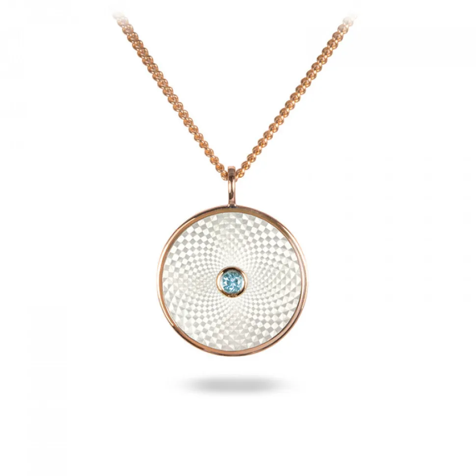 Sterling Silver Small Pendant with White Mother-of-Pearl and an Aquama