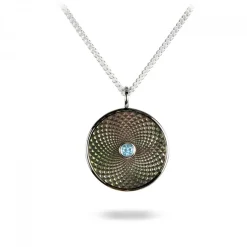 Sterling Silver Small Pendant with Grey Mother-of-Pearl and an Aquamar