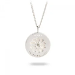 Sterling Silver Small Pendant with Grey Mother-of-Pearl and a Yellow S