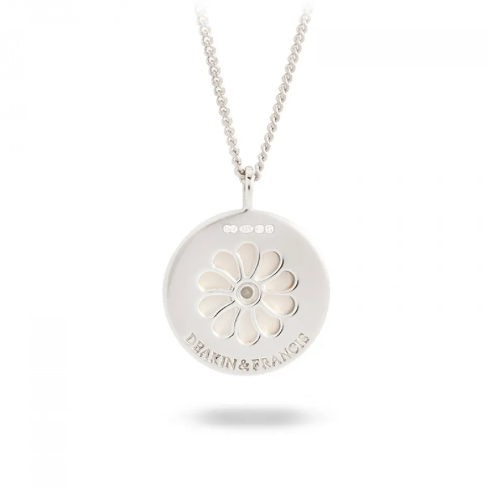 Sterling Silver Small Pendant with Grey Mother-of-Pearl and a Pink Sap