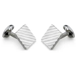 Sterling Silver Square Engine Turned Cufflinks