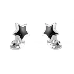 Sterling Silver Star Cufflinks with Onyx Inlay